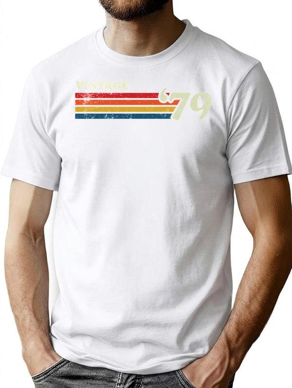 Vintage '79 Retro Stripes T-Shirt for Men & Women, T-Shirts Graphic Tee - White