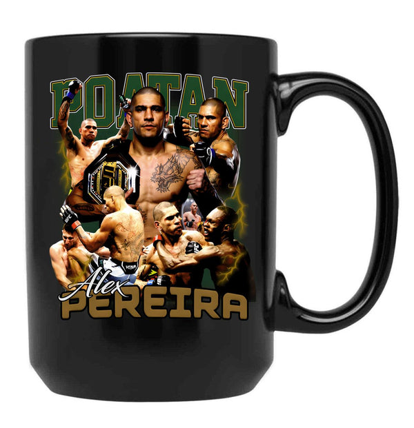 Vintage Alex Pereira Retro 90S Boxer Bootleg Graphic Style Black Coffee Mug, Gift Coffee Mug