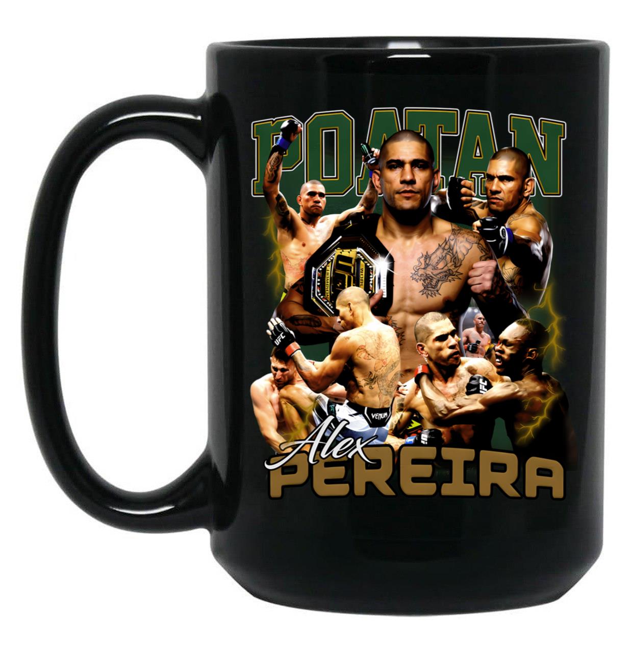Vintage Alex Pereira Retro 90S Boxer Bootleg Graphic Style Black Coffee Mug, Gift Coffee Mug