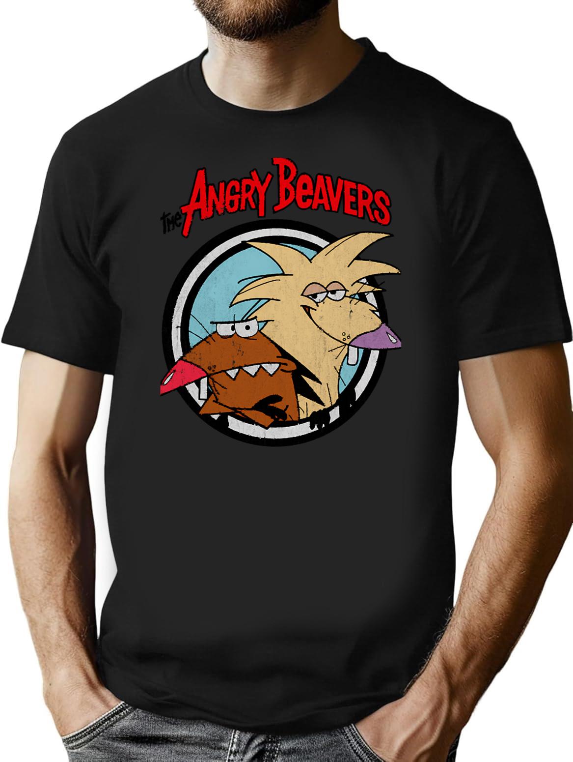 Vintage Angry Beavers T-Shirt for Men & Women, T-Shirts Graphic Tee - Black