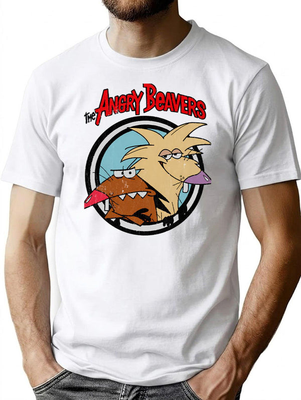 Vintage Angry Beavers T-Shirt for Men & Women, T-Shirts Graphic Tee - White