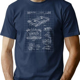 Vintage Audio Cassette Tape Patent T-Shirt for Men & Women, T-Shirts Graphic Tee - Navy