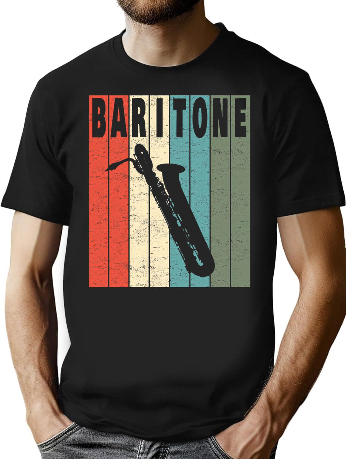 Vintage Baritone Saxophone T-Shirt for Men & Women, T-Shirts Graphic Tee - Black