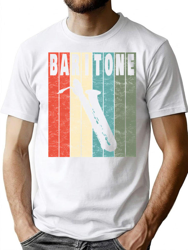 Vintage Baritone Saxophone T-Shirt for Men & Women, T-Shirts Graphic Tee - White