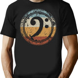 Vintage Bass Clef Bass Guitar Gift For Bass Player T-Shirt for Men & Women, T-Shirts Graphic Tee - Black