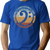 Vintage Bass Clef Bass Guitar Gift For Bass Player T-Shirt for Men & Women, T-Shirts Graphic Tee - Blue