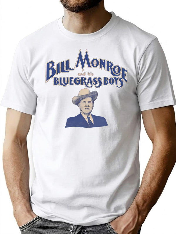 Vintage Bill Monroe Logo T-Shirt for Men & Women, T-Shirts Graphic Tee - White