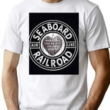 Vintage Black And White Seaboard Railroad Sign Art Print - Engine 209 Through The Heart Of The South T-Shirt for Men & Women, T-Shirts Graphic Tee - White