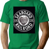 Vintage Black And White Seaboard Railroad Sign Art Print - Engine 209 Through The Heart Of The South T-Shirt for Men & Women, T-Shirts Graphic Tee - Green
