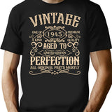 Vintage Born In 1945 Birthday Funny 80Th Birthday T-Shirt for Men & Women, T-Shirts Graphic Tee - Black