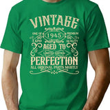 Vintage Born In 1945 Birthday Funny 80Th Birthday T-Shirt for Men & Women, T-Shirts Graphic Tee - Green