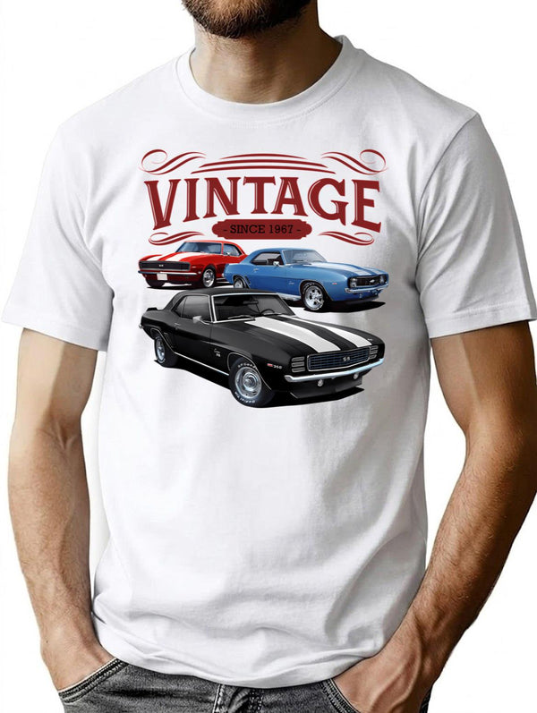 Vintage Camaros T-Shirt for Men & Women, T-Shirts Graphic Tee - White