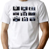 Vintage Cameras T-Shirt for Men & Women, T-Shirts Graphic Tee - White