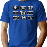Vintage Cameras T-Shirt for Men & Women, T-Shirts Graphic Tee - Blue