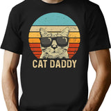 Vintage Cat Daddy Funny Cat Lover Gift Cat Dad Fathers T-Shirt for Men & Women, T-Shirts Graphic Tee - Black