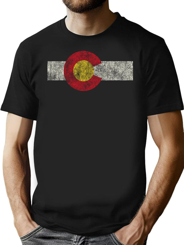 Vintage Colorado Flag T-Shirt for Men & Women, T-Shirts Graphic Tee - Black