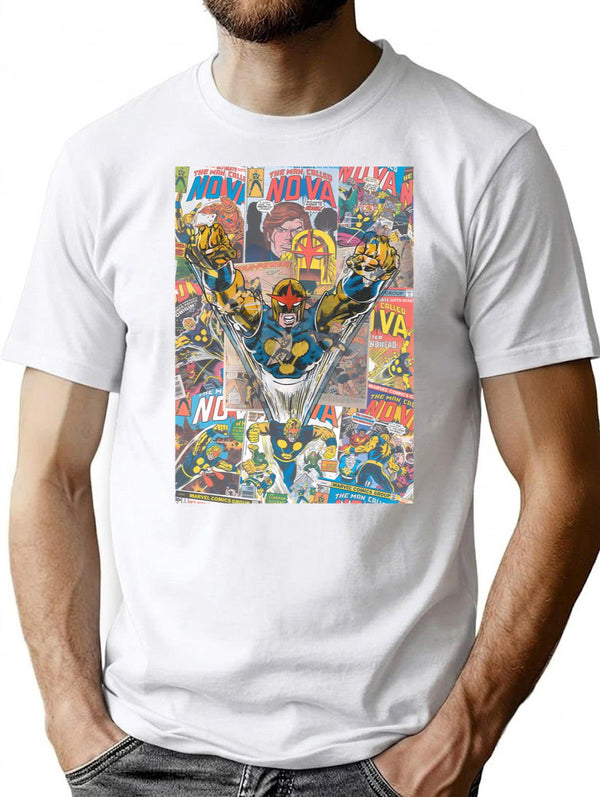 Vintage Comic Nova T-Shirt for Men & Women, T-Shirts Graphic Tee - White