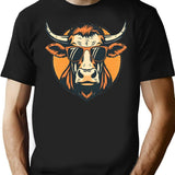 Vintage Cow With Sunglasses Farm Life T-Shirt for Men & Women, T-Shirts Graphic Tee - Black