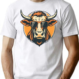 Vintage Cow With Sunglasses Farm Life T-Shirt for Men & Women, T-Shirts Graphic Tee - White