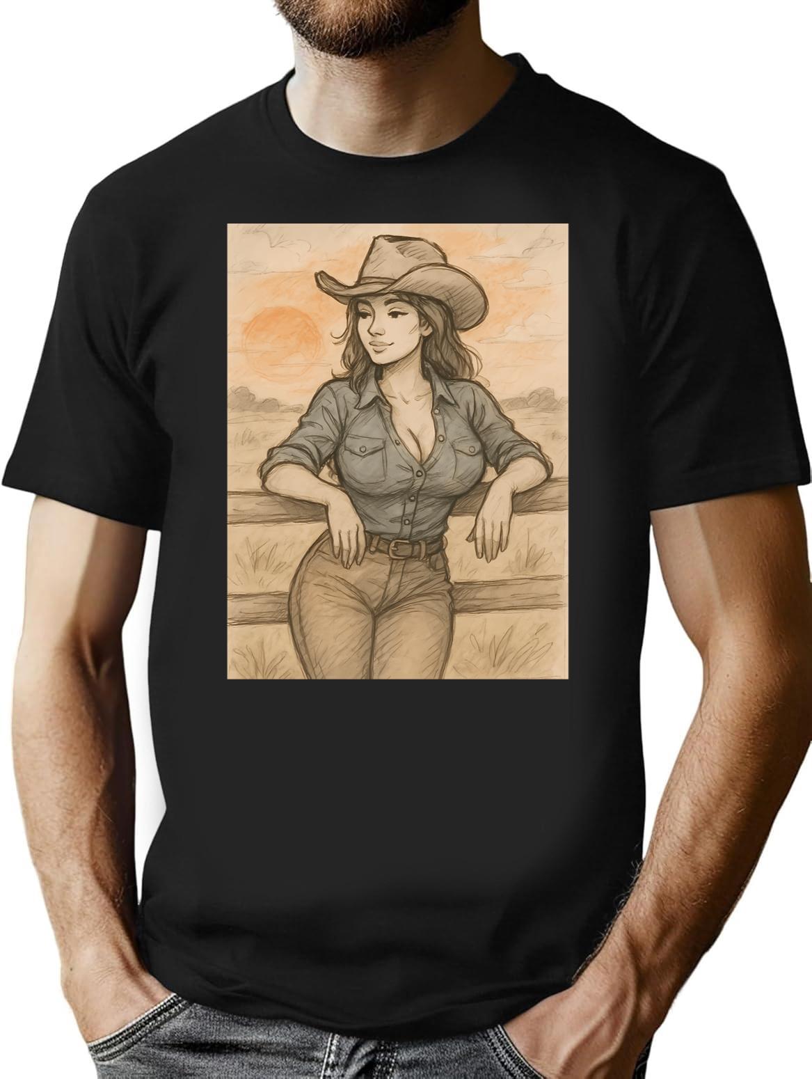 Vintage Cowgirl State Of Mind T-Shirt for Men & Women, T-Shirts Graphic Tee - Black