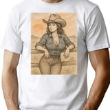 Vintage Cowgirl State Of Mind T-Shirt for Men & Women, T-Shirts Graphic Tee - White