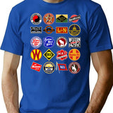 Vintage Defunct Railroad Railway Logos - Trains Hobby T-Shirt for Men & Women, T-Shirts Graphic Tee - Blue