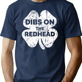 Vintage Dibs On The Redhead Funny Irish St Patricks Day Shamrock T-Shirt for Men & Women, T-Shirts Graphic Tee - Navy