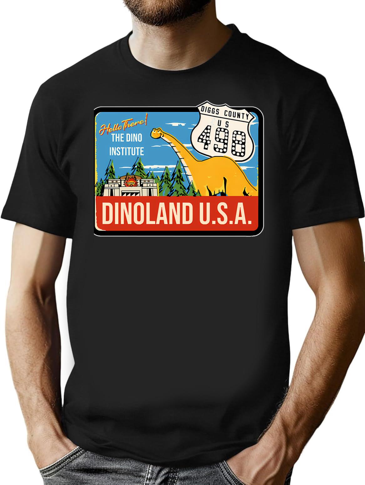 Vintage Dinoland T-Shirt for Men & Women, T-Shirts Graphic Tee - Black