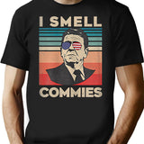 Vintage Distressed Retro Reagan President I Smell Commies T-Shirt T-Shirt for Men & Women, T-Shirts Graphic Tee - Black