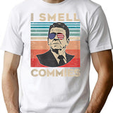 Vintage Distressed Retro Reagan President I Smell Commies T-Shirt T-Shirt for Men & Women, T-Shirts Graphic Tee - White