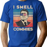 Vintage Distressed Retro Reagan President I Smell Commies T-Shirt T-Shirt for Men & Women, T-Shirts Graphic Tee - Blue