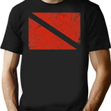 Vintage Distressed Scuba Diving Flag T-Shirt for Men & Women, T-Shirts Graphic Tee - Black