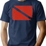 Vintage Distressed Scuba Diving Flag T-Shirt for Men & Women, T-Shirts Graphic Tee - Navy