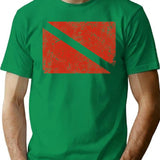 Vintage Distressed Scuba Diving Flag T-Shirt for Men & Women, T-Shirts Graphic Tee - Green