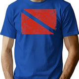 Vintage Distressed Scuba Diving Flag T-Shirt for Men & Women, T-Shirts Graphic Tee - Blue