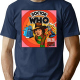 Vintage Dr. Who Vs Daleks (Tom Baker) T-Shirt for Men & Women, T-Shirts Graphic Tee - Navy