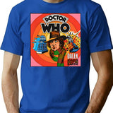 Vintage Dr. Who Vs Daleks (Tom Baker) T-Shirt for Men & Women, T-Shirts Graphic Tee - Blue