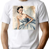 Vintage Elegance Glamorous 1950S Beauty In Blue T-Shirt for Men & Women, T-Shirts Graphic Tee - White