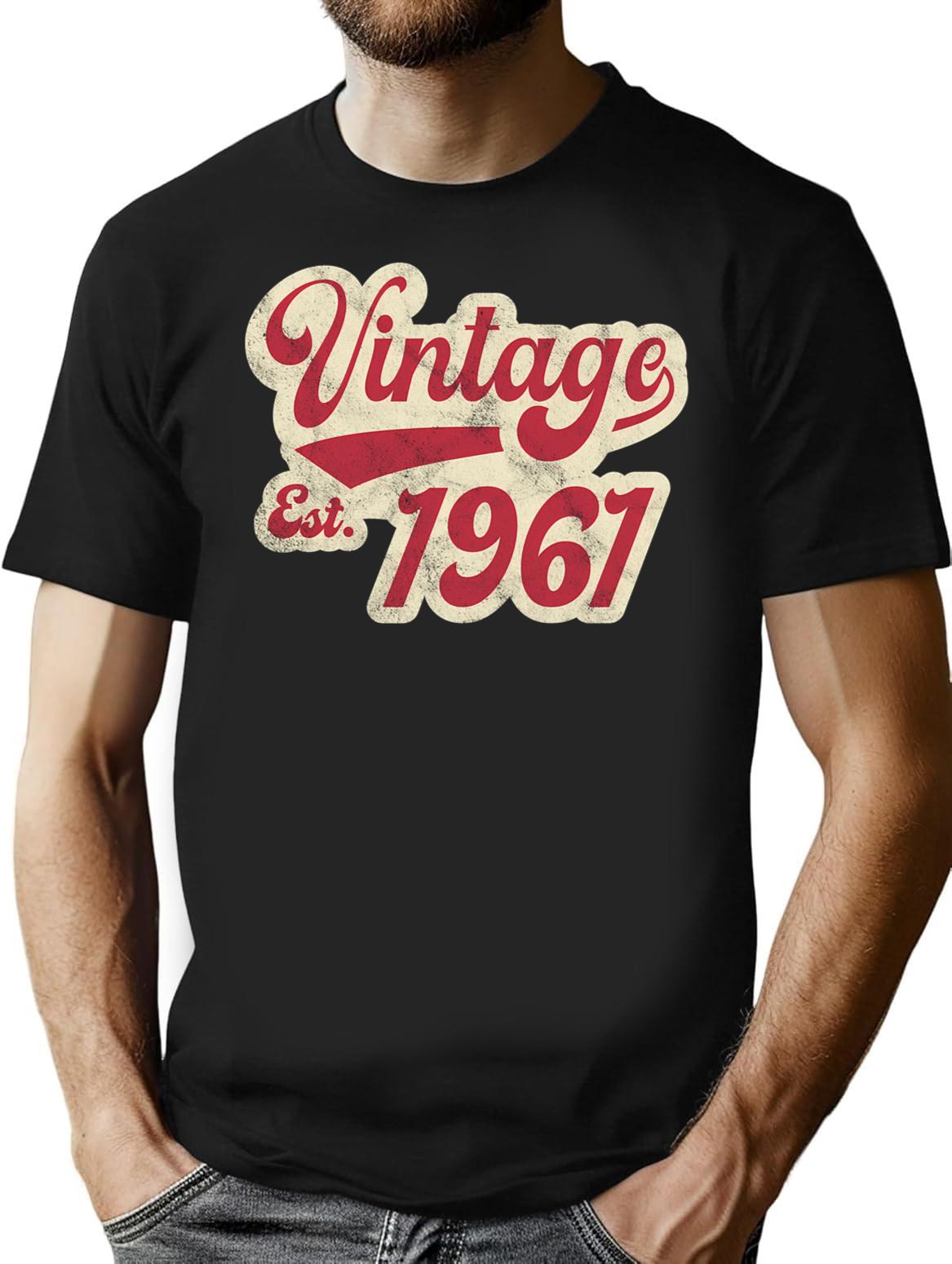 Vintage Est 1961 T-Shirt for Men & Women, T-Shirts Graphic Tee - Black
