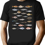 Vintage Fish Identification Chart Fishing T-Shirt for Men & Women, T-Shirts Graphic Tee - Black