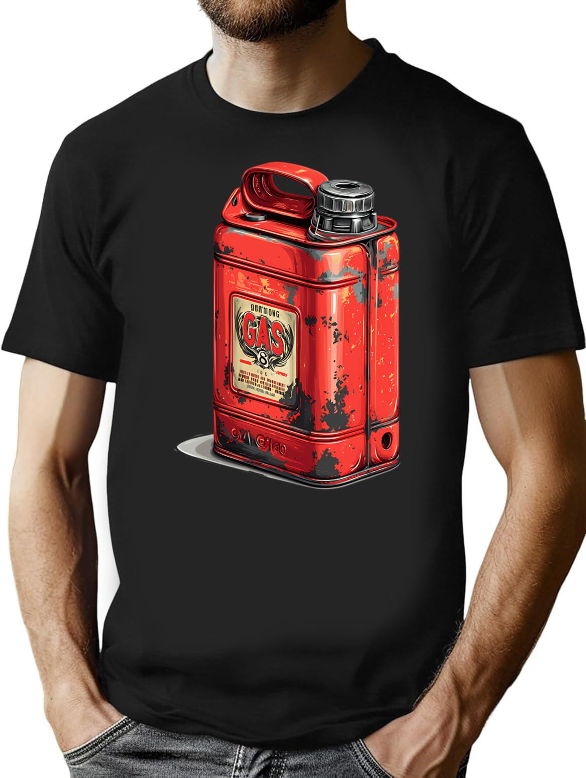 Vintage Gas Can T-Shirt for Men & Women, T-Shirts Graphic Tee - Black
