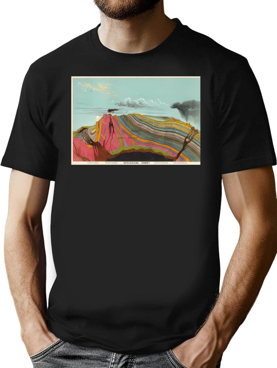Vintage Geology And Meteorology Diagram (1893) T-Shirt for Men & Women, T-Shirts Graphic Tee - Black