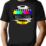 Vintage Glitched Tv Test Pattern Graphic T-Shirt for Men & Women, T-Shirts Graphic Tee - Black