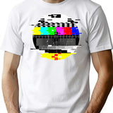 Vintage Glitched Tv Test Pattern Graphic T-Shirt for Men & Women, T-Shirts Graphic Tee - White