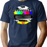 Vintage Glitched Tv Test Pattern Graphic T-Shirt for Men & Women, T-Shirts Graphic Tee - Navy