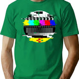 Vintage Glitched Tv Test Pattern Graphic T-Shirt for Men & Women, T-Shirts Graphic Tee - Green