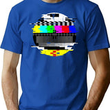 Vintage Glitched Tv Test Pattern Graphic T-Shirt for Men & Women, T-Shirts Graphic Tee - Blue
