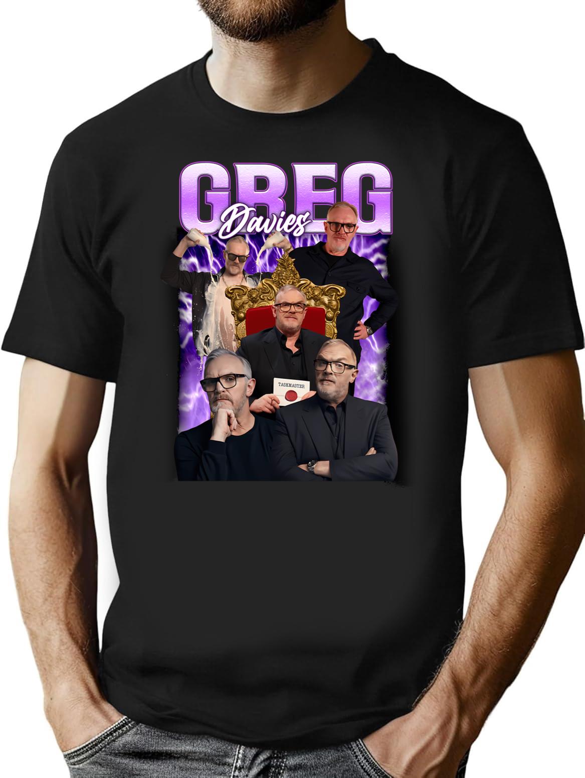 Vintage Greg Davies Style T-Shirt for Men & Women, T-Shirts Graphic Tee - Black