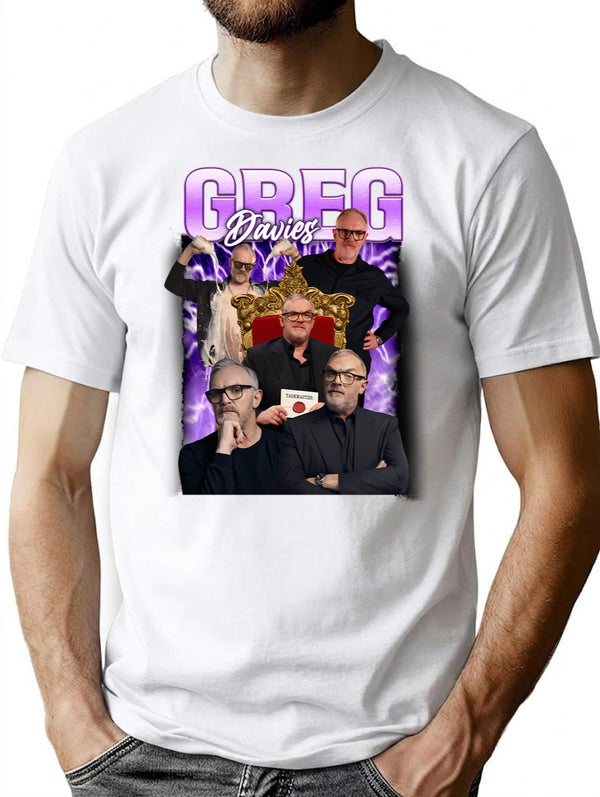 Vintage Greg Davies Style T-Shirt for Men & Women, T-Shirts Graphic Tee - White