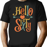 Vintage Hello Sixty 60Th Birthday Gift T-Shirt for Men & Women, T-Shirts Graphic Tee - Black